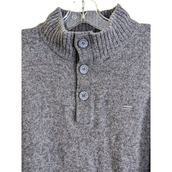 Mens Lambswool Sweater US Large Euro Size 52 Gray Button Mock Neck Royal Class - Picture 2 of 6